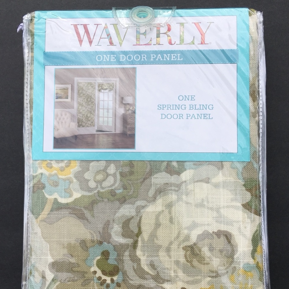 Waverly French Door Panel 26” x 68” One Panel Spring Bling Floral Platinum New